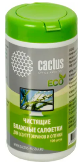 Салфетки Cactus CS-T1001E для экранов и оптики туба 100шт влажных