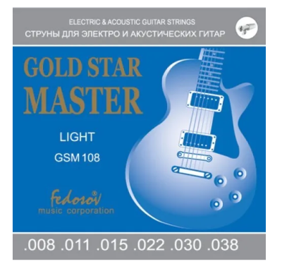 Струны для электрогитары GSM108 Gold Star Ma <нерж. сплав, 8-38, Fedosov>