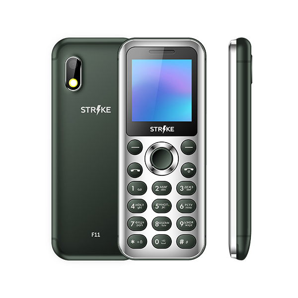 Сотовый телефон Strike F11 зеленый (2*SIM,1.44" 128x128,0,08mpx,32/32Mb,460 мАч,mSD до 32Gb,BT,FM)