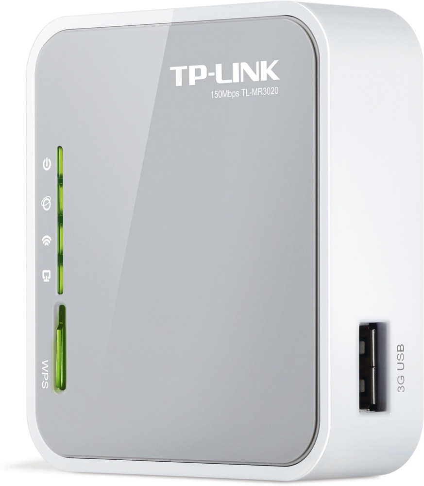 Интернет-шлюз TP-Link TL-MR3020 (USB- модем 3/4G,1хUSB,1хWAN,802.11n/g/b,300Mb,Mini-USB,портативный)