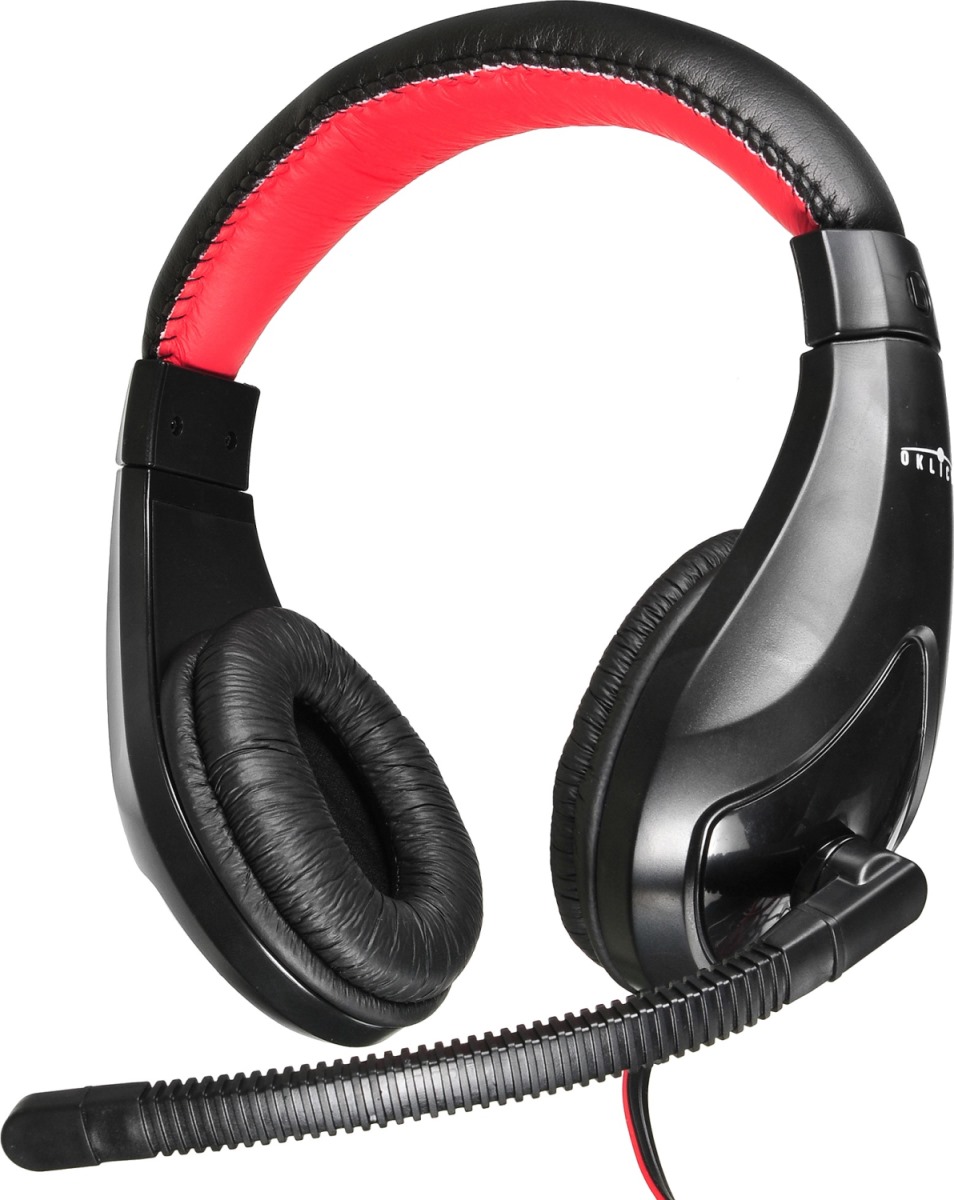 Наушники с микрофоном Оклик HS-L100 черный/красный 2м накладные (NO530)