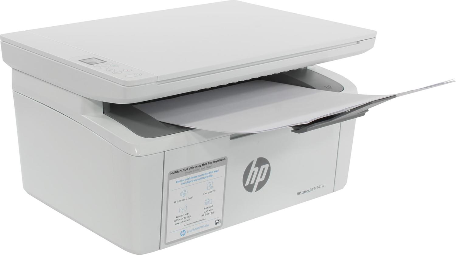 Принтер лазерный HP МФУ Pro M141w (7MD74A) (А4,64Mb,LCD, 20 стр/мин,600*600dpi ,USB 2.0,WI-FI) белый