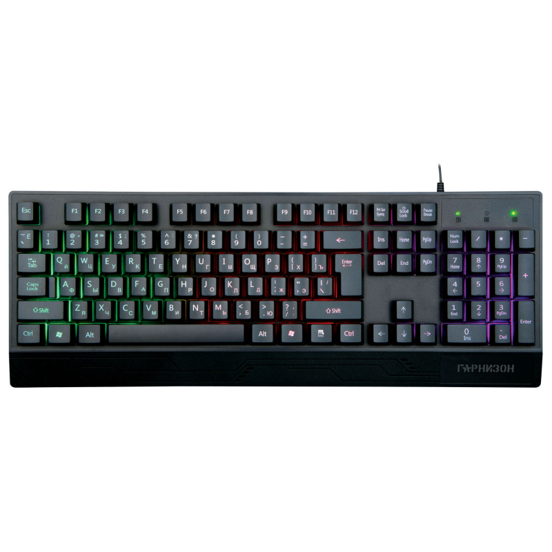 _Клавиатура игровая Гарнизон GK-210G, USB, Rainbow, черный, 104 клавиши, кабель 1.5м