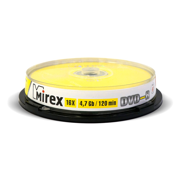 Записываемый диск DVD-R 4.7Gb Mirex <10шт. тех. упаковка>