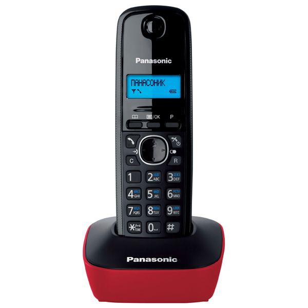 Р/Телефон Dect Panasonic KX-TG1611RUR красный/черный (AOH, Caller ID, Тел.справочник50, AAA 2 шт)