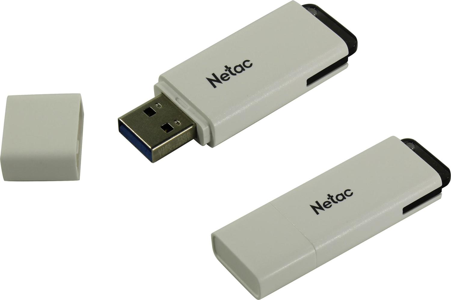 Флэш-память USB_ 32 GB Netac U185 <NT03U185N-032G-30WH>, USB3.0, с колпачком, пластиковая белая