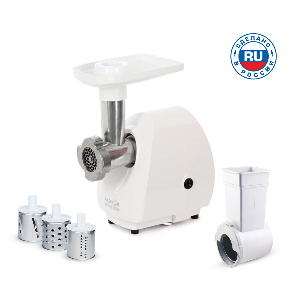 Мясорубка Аксион М 25.03, 1500 Вт, произ. 100 кг/час, 3 шинковки-овощерезки, втулка пластик