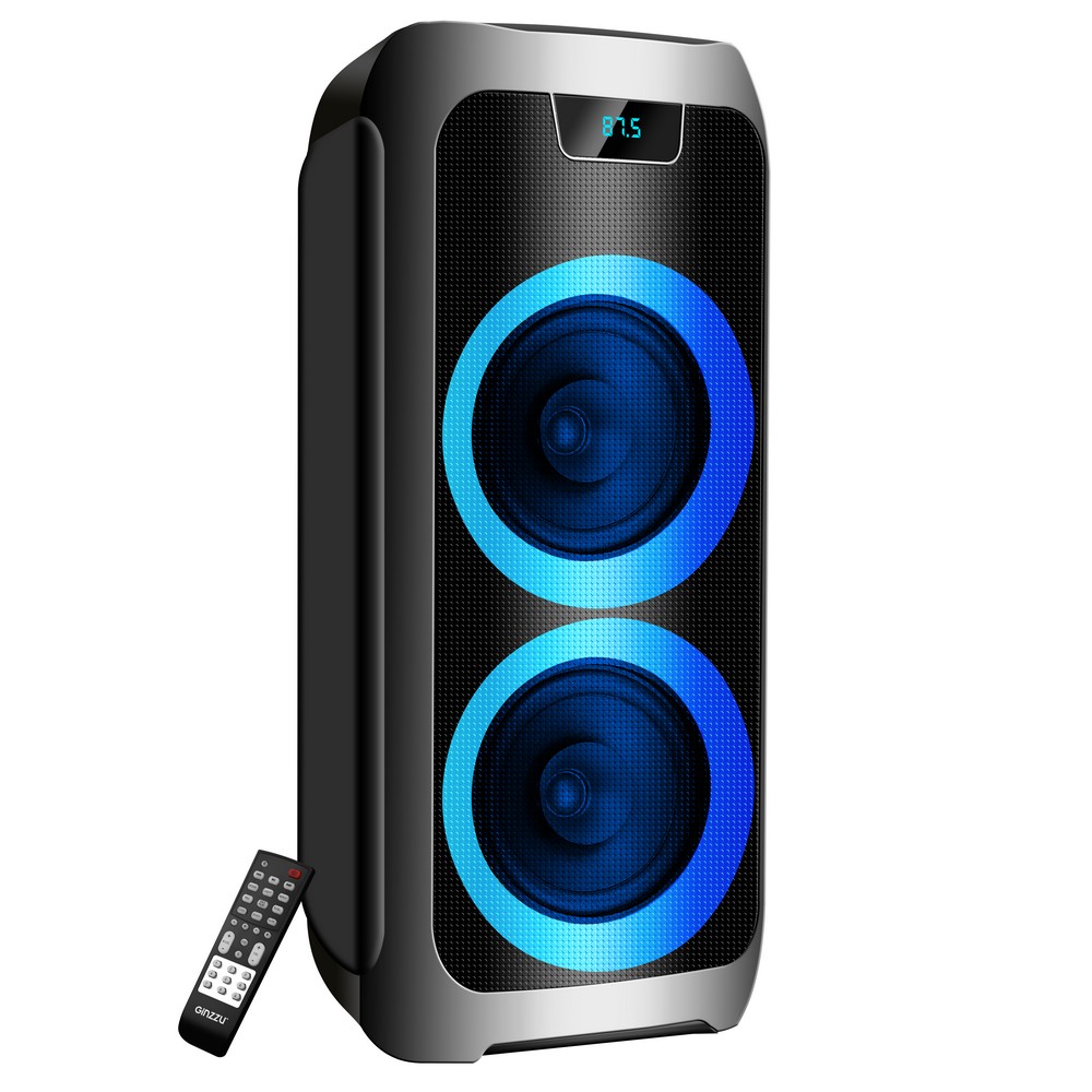 Колонка Ginzzu GM-211, Акустическая система Midi RGB/BT/USB/TF/FM/ДУ