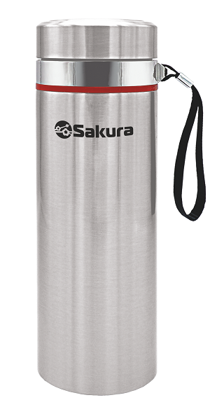 Термос Sakura TH-02-1000S серебистый с ситом 1л