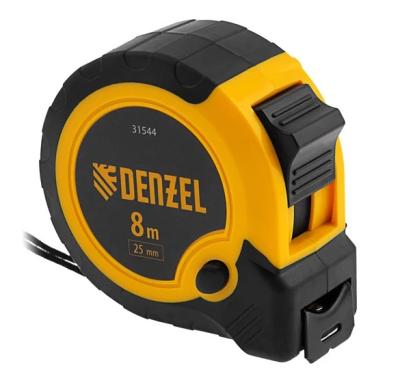Рулетка Denzel 8м х 25мм, двухкомп. корпус, кнопка-пауза//31544