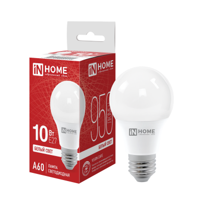 Лампа LED InHome A60 10Вт Е27 4000К 950Лм