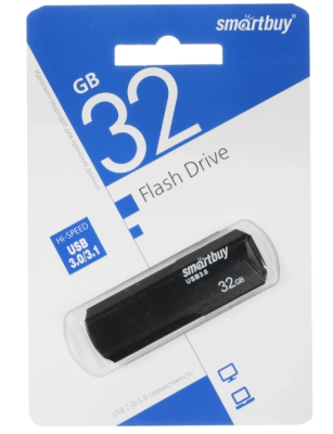 Флэш-память USB_ 32 GB Smartbuy CLUE Black (SB32GBCLU-K3) USB 3.0