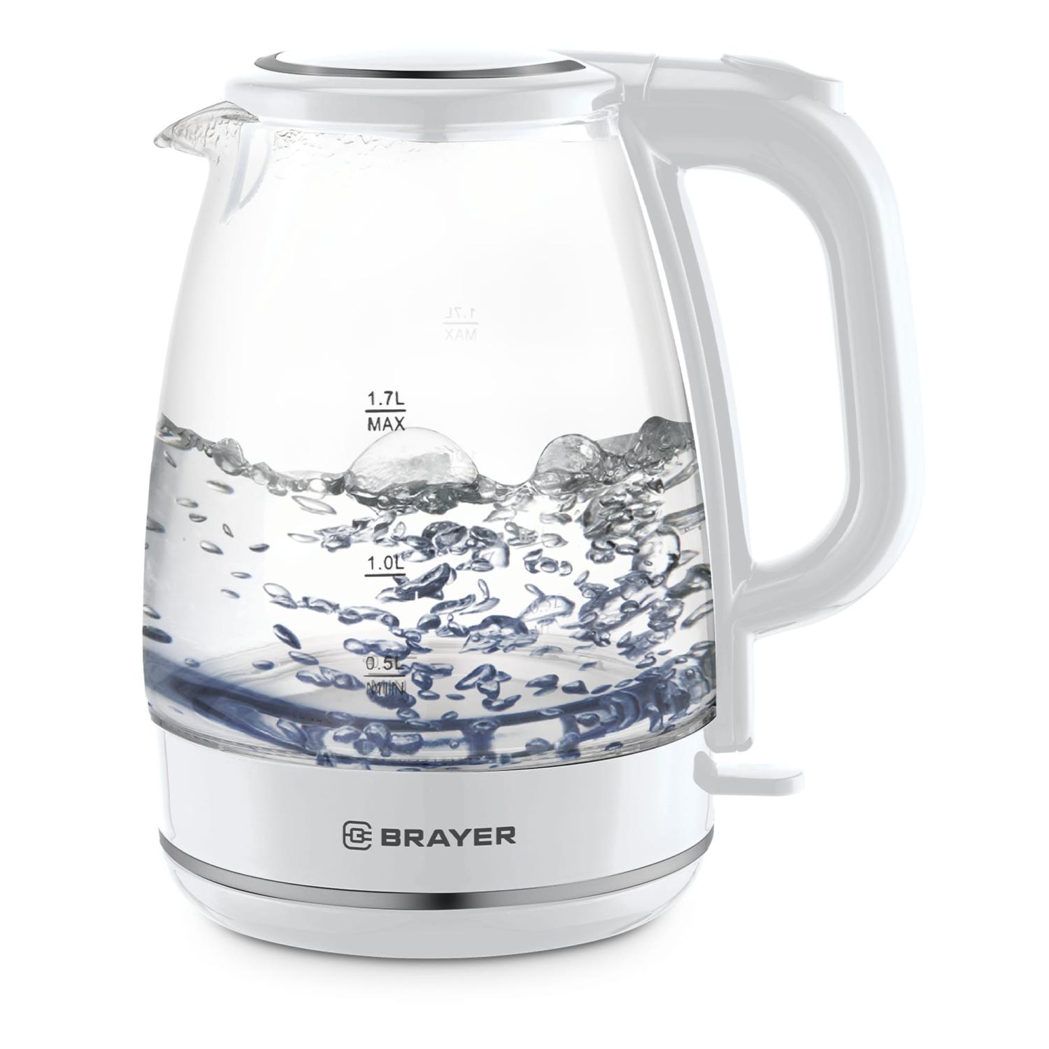 Чайник Brayer 1030BR-WH 2200 Вт, 1,7 л стекл