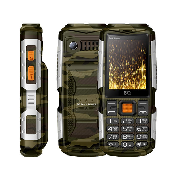 Сотовый телефон BQ BQM-2430 Tank Power камуфляж/серебр (2*SIM,2.4" 320x240,0,3 Мп,4000мАч,mSD до 32)
