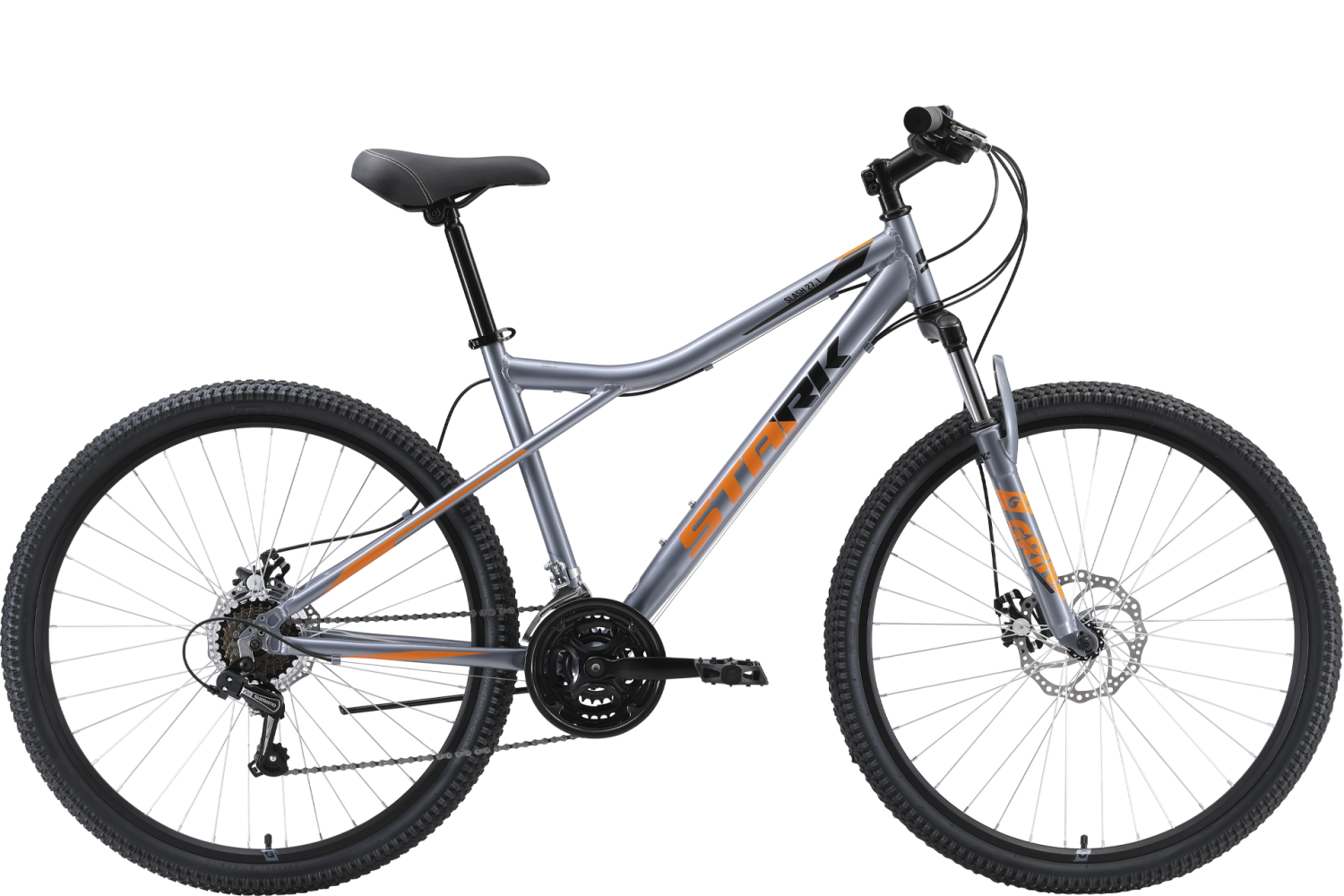 Велосипед Stark'23 Slash 27.1 D серебристый/оранжевый/черный 16"